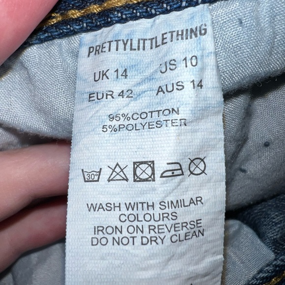 Pretty Little Things Acid Blue Baggy Low Rise Ripped Boyfriend Jeans - Picture 10 of 14